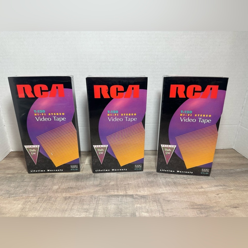 RCA VHS Tapes Lot Of 2‎ T-120 Hi-Fi Stereo Premium SLP 6 Hours Sealed Vintage